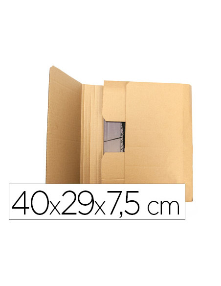 Caja para embalar libros q-connect carton reciclado canal simple 3 mm color kraft 400x290x75 mm