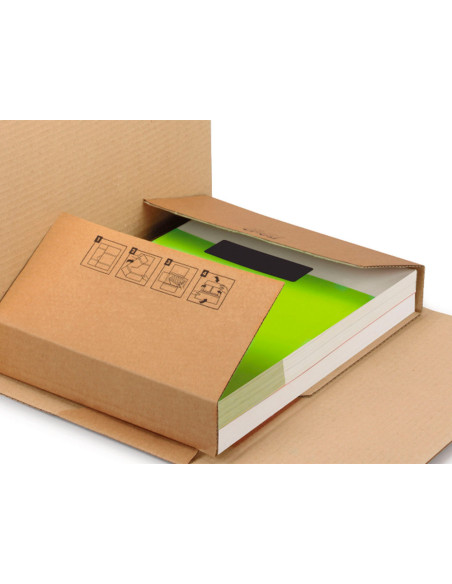 Caja para embalar libros q-connect carton reciclado canal simple 3 mm color kraft 520x390x140 mm