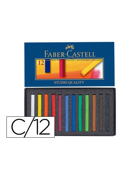 Tiza pastel faber castell estuche carton de 12 unidades colores surtidos