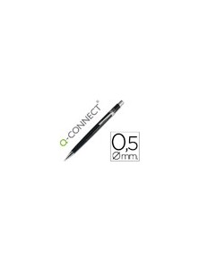 Portaminas q-connect 0,5 mm con tres minas cuerpo negro clip metalico