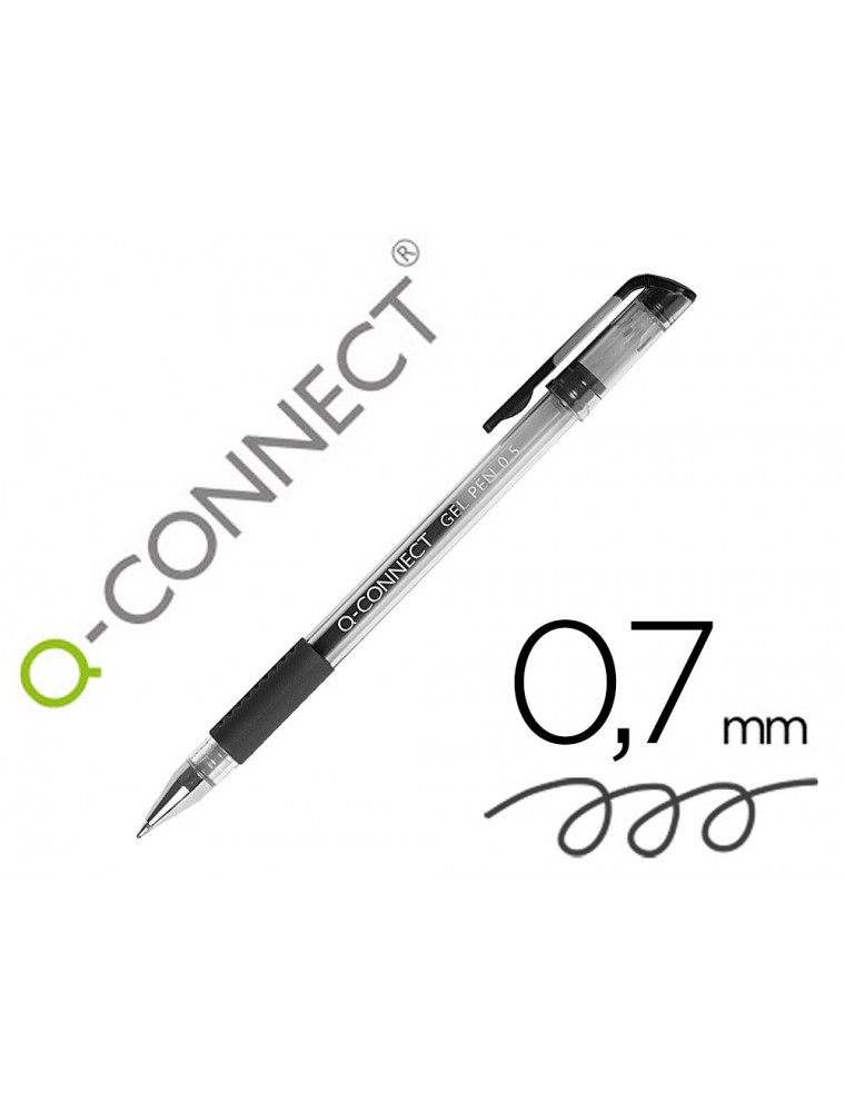 Boligrafo q-connect tinta gel negro 0,7 mm sujecion de caucho