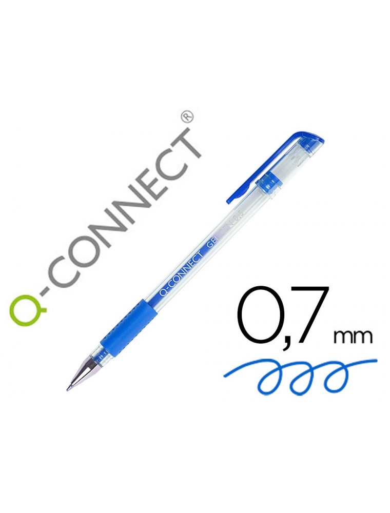 Boligrafo q-connect tinta gel azul 0,7 mm sujecion de caucho