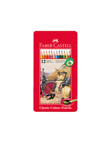 FABER CASTELL LÁPICES DE COLORES CLASSIC C/SURTIDOS ESTUCHE METÁLICO 12 UD