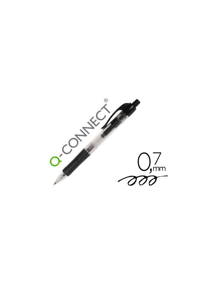 Boligrafo q-connect negro retractil con sujecion de caucho