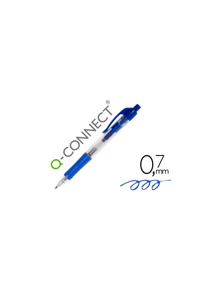 Boligrafo q-connect azul retractil con sujecion de caucho