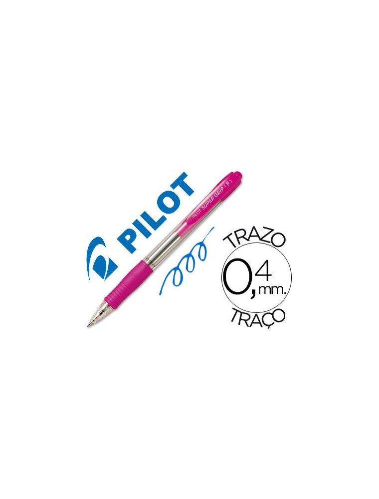 Boligrafo pilot super grip rosa retractil sujecion de caucho tinta base de aceite