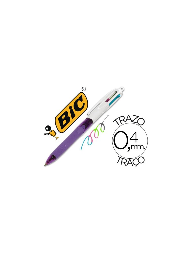 Boligrafo bic cuatro colores con grip colores pastel punta 1 mm