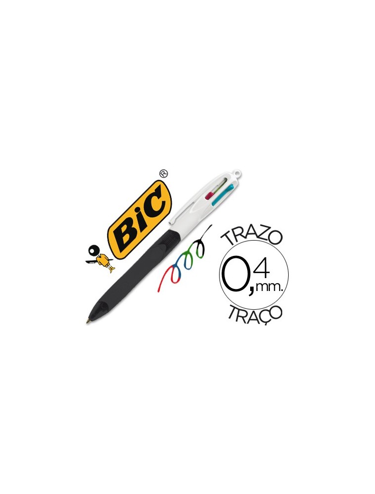 Boligrafo bic cuatro colores con grip colore negro punta 1,3 mm