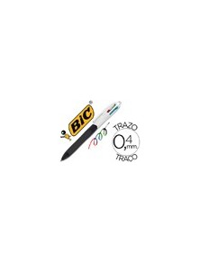 Boligrafo bic cuatro colores con grip colore negro punta 1,3 mm