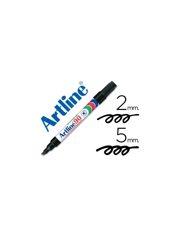 Rotulador artline marcador permanente ek-90 negro punta biselada 5 mm papel metal y cristal