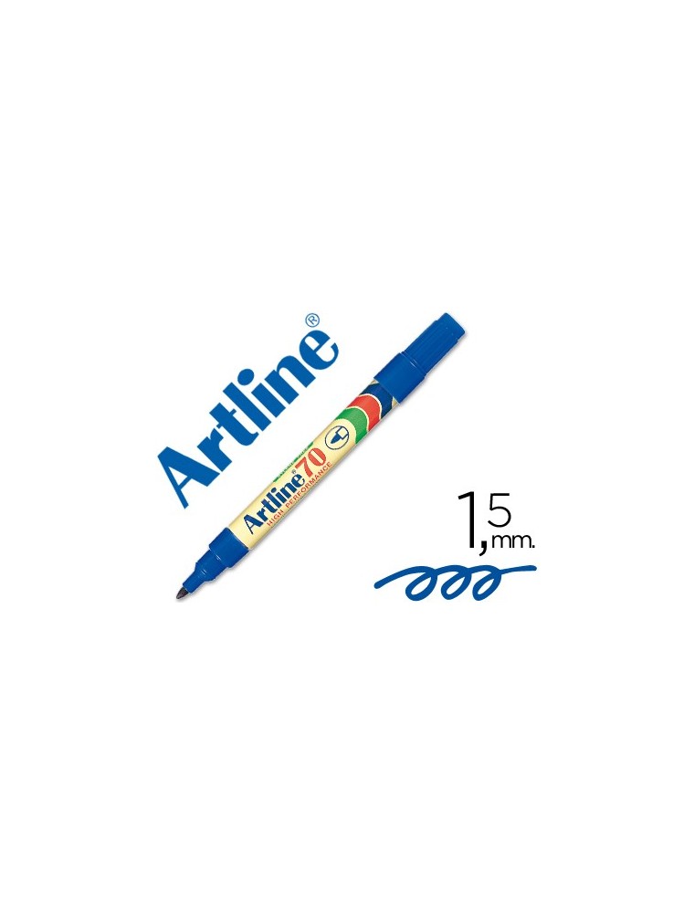 Rotulador artline marcador permanente ek-70 azul punta redonda 1.5 mm papel metal y cristal