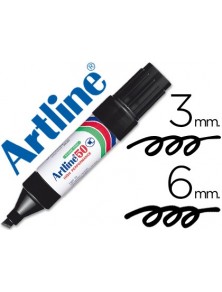 Rotulador artline marcador permanente ek-50 negro punta biselada 6 mm papel metal y cristal