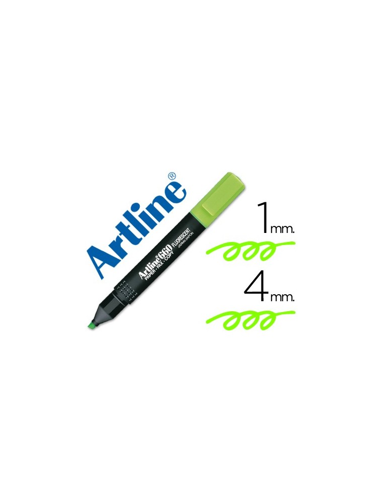 Rotulador artline fluorescente ek-660 verde punta biselada