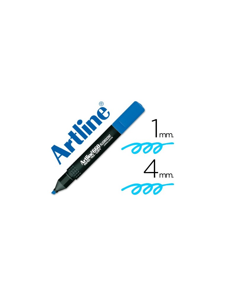 Rotulador artline fluorescente ek-660 azul punta biselada