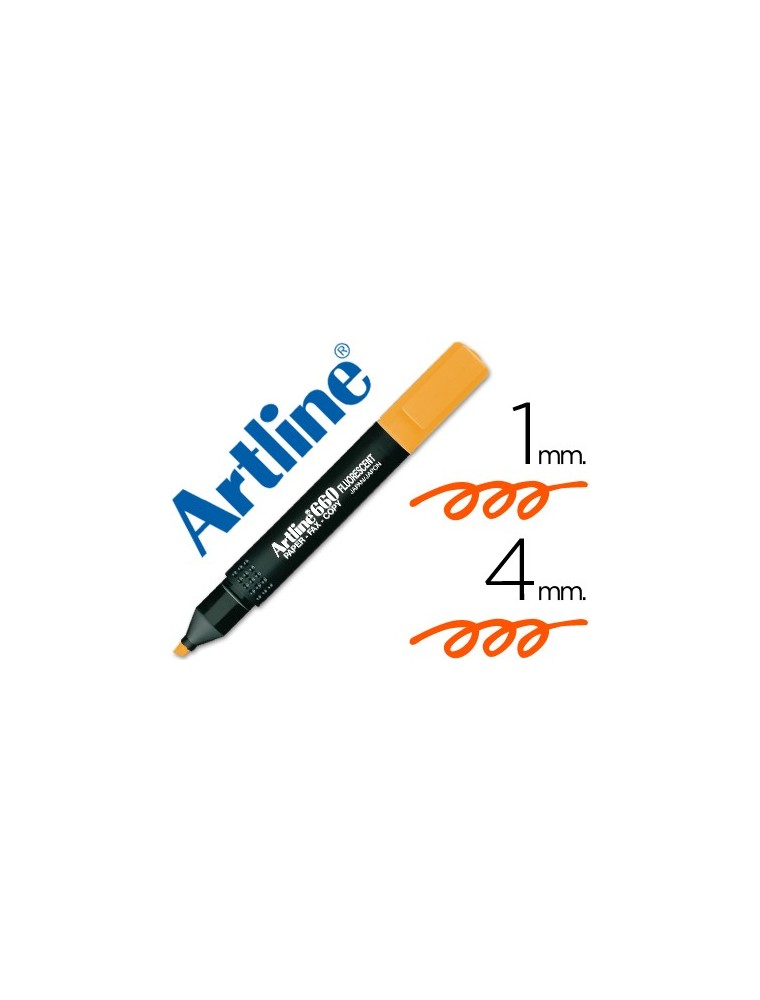 Rotulador artline fluorescente ek-660 naranja punta biselada