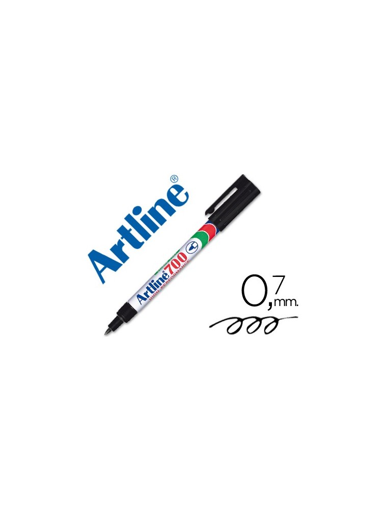 Rotulador artline marcador permanente ek-700 negro punta redonda 0.7 mm papel metal y cristal