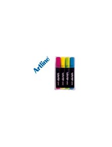 Rotulador artline fluorescente ek-660 punta biselada bolsa de 4 unidades colores surtidos