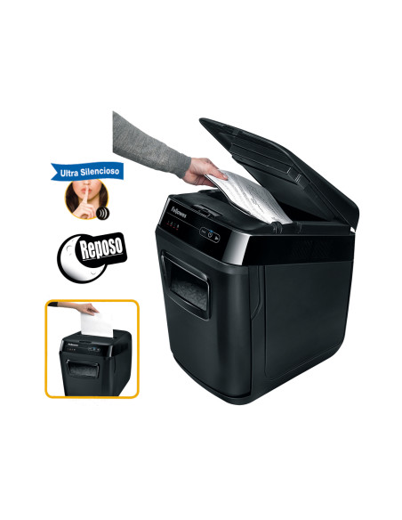 Destructora de documentos fellowes automax 200c capacidad de corte 200 hojas destruye clips tarjetas y cd