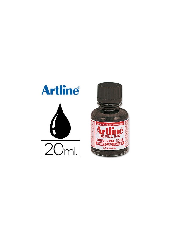 Tinta artline negro para rotulador pizarra blanca 500-a frasco de 20 ml