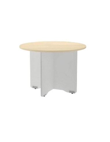 Mesa de reunion rocada meeting 3006ab01 estructura madera gris aluminio en aspas tablero haya 120 cm diametro