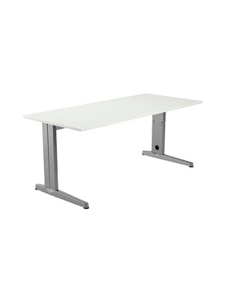 Mesa de reunion rocada meeting 3003ab01 estructura madera gris aluminio tablero madera haya 220x100x72 cm