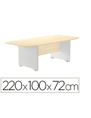 Mesa de reunion rocada meeting 3003ab02 estructura madera gris aluminio tablero madera gris 220x100x72 cm