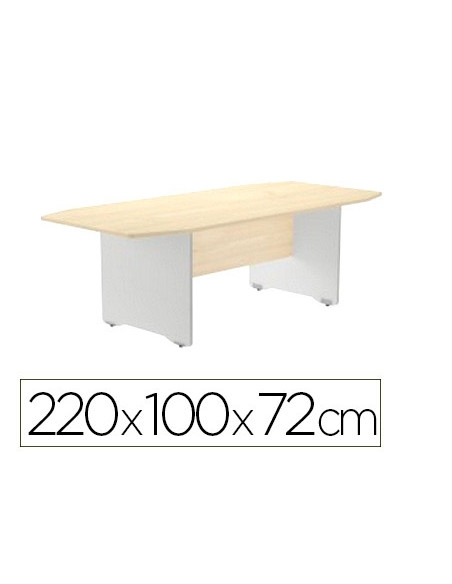 Mesa de reunion rocada meeting 3003ab02 estructura madera gris aluminio tablero madera gris 220x100x72 cm