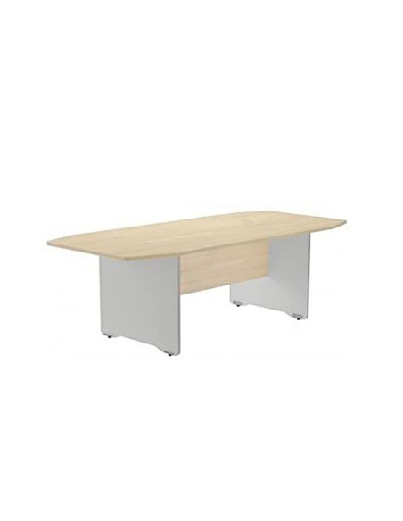 Mesa de reunion rocada meeting 3003aw01 estructura madera blanco tablero madera haya 220x100x72 cm