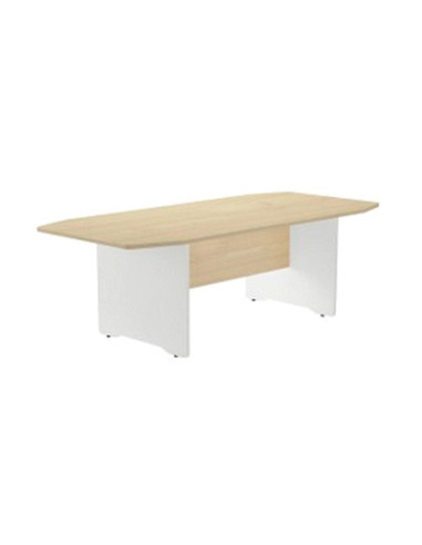 Mesa de reunion rocada meeting 3003aw02 estructura madera blanco tablero madera gris 220x100x72 cm