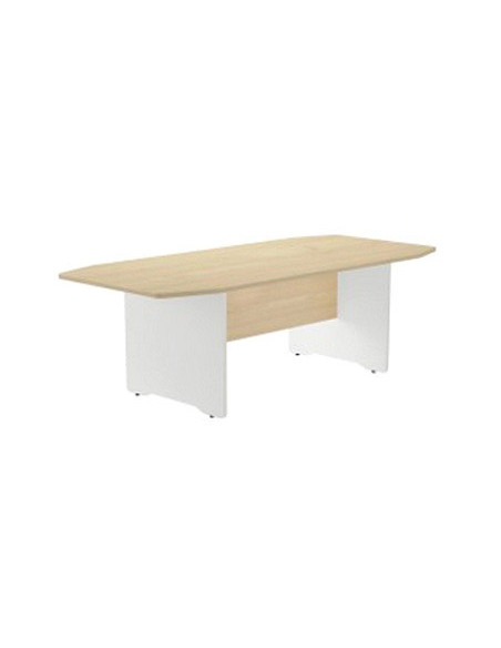 Mesa de reunion rocada meeting 3003aw02 estructura madera blanco tablero madera gris 220x100x72 cm