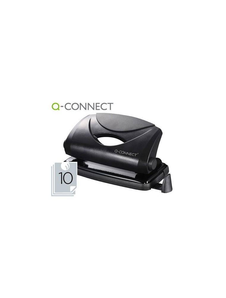 Taladrador q-connect kf01233 negro abertura 1 mm capacidad 10 hojas