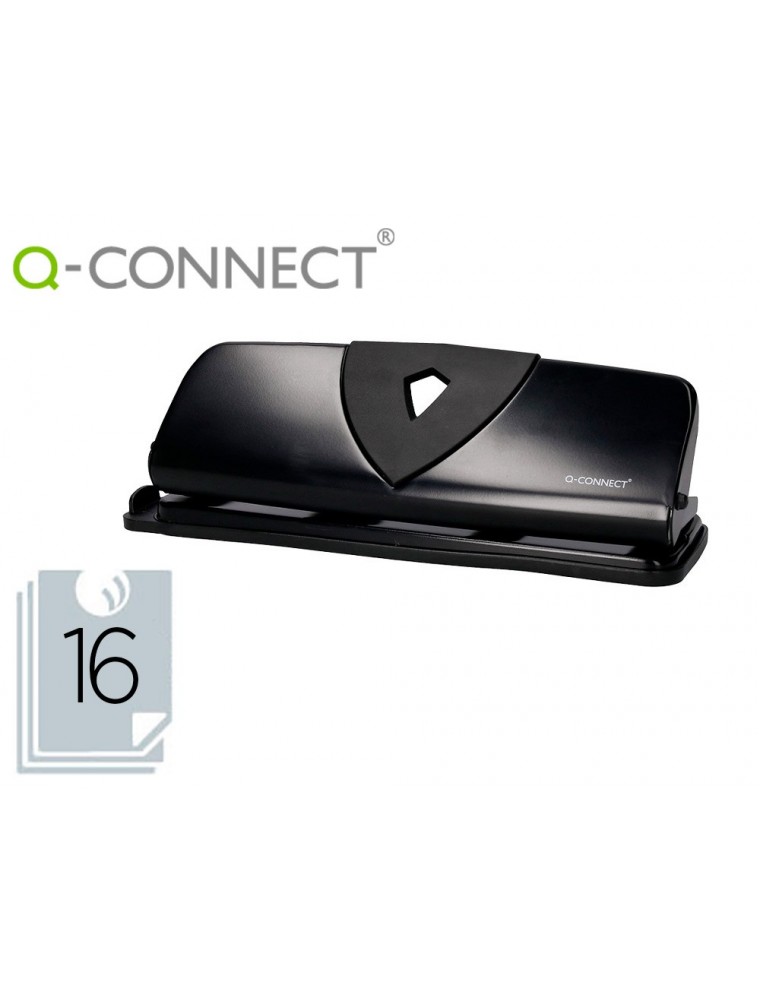 Taladrador q-connect kf01238 negro 4 taladros abertura 1,6 mm capacidad 16 hojas