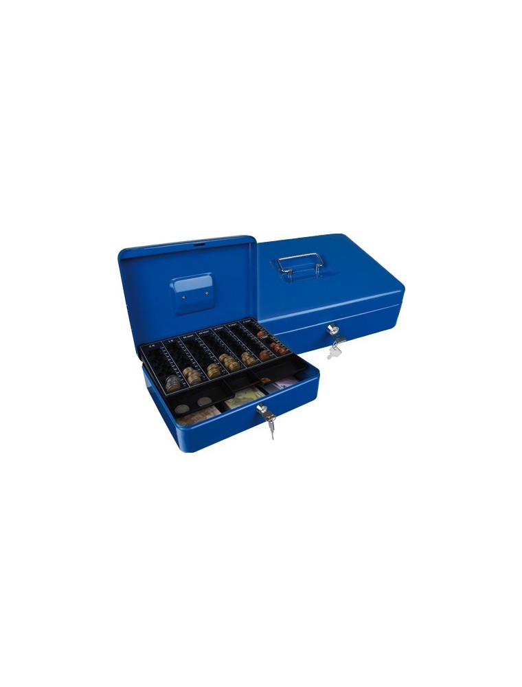 Caja caudales q-connect 12 300x240x90 mm azul con portamonedas