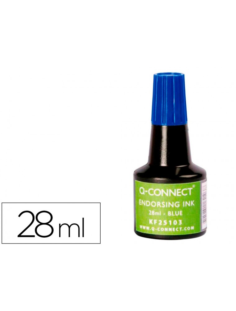 Tinta tampon q-connect azul frasco de 28 ml