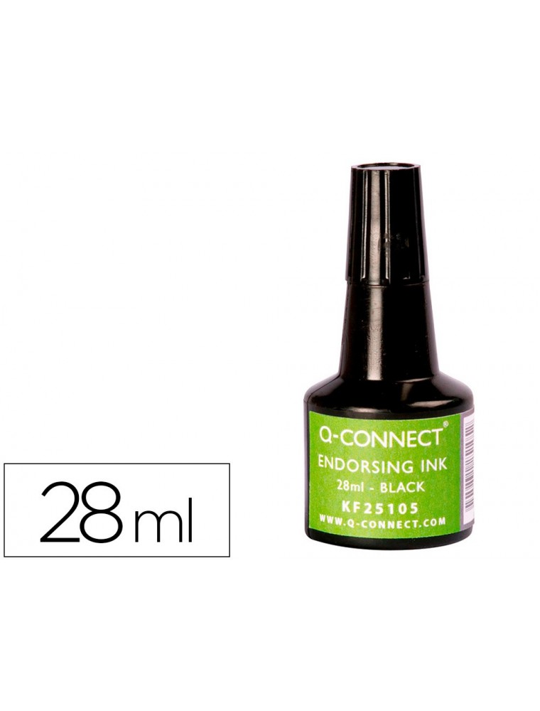 Tinta tampon q-connect negro frasco de 28 ml