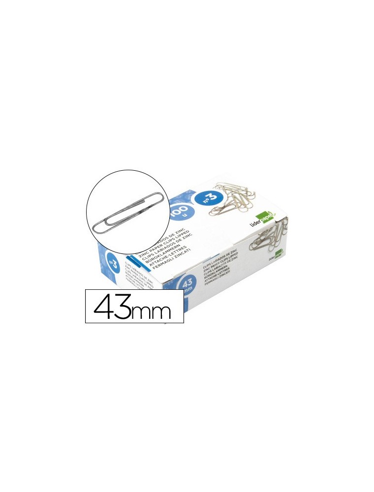 CLIPS N. 3 LABIADOS 43 MM CAJA DE 100 UNIDADES LIDERPAPEL