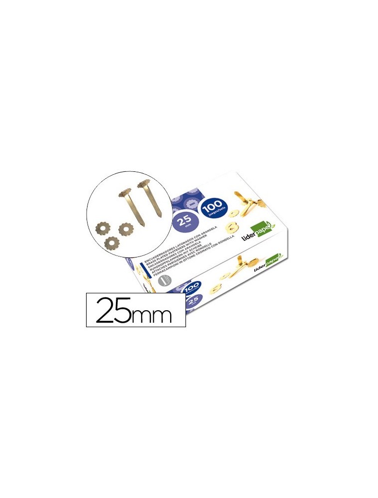 ENCUADERNADORES 25 MM CON ARANDELA -LATONADOS -CAJA DE 100 LIDERPAPEL