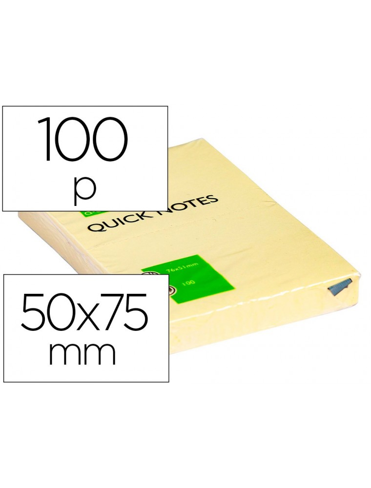 Bloc de notas adhesivas quita y pon q-connect 51x76 mm con 100 hojas