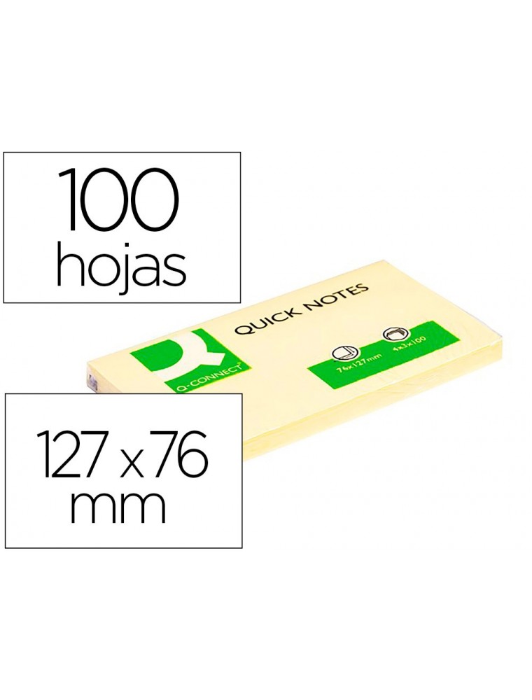 Bloc de notas adhesivas quita y pon q-connect 76x127 mm con 100 hojas