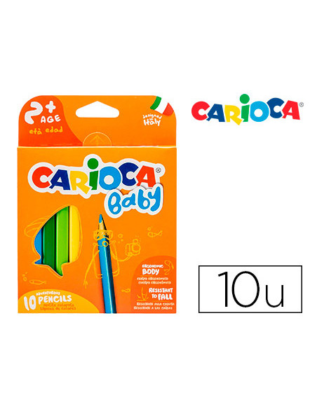 Lapices de colores carioca baby 2 años caja de 10 colores surtidos