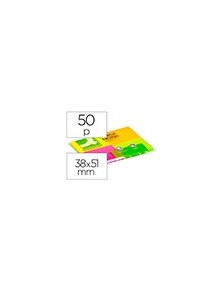 Bloc de notas adhesivas quita y pon q-connect 38x51 mm con 50 hojas fluorescentes pack de 4 unidades