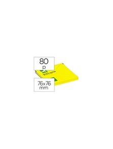 Bloc de notas adhesivas quita y pon q-connect 76x76 mm amarillo neon 80 hojas