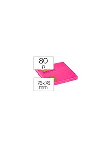 Bloc de notas adhesivas quita y pon q-connect 76x76 mm rosa neon 80 hojas