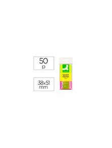 Bloc de notas adhesivas quita y pon q-connect 38x51 mm neon pack de 3 unidades con 50 hojas por color