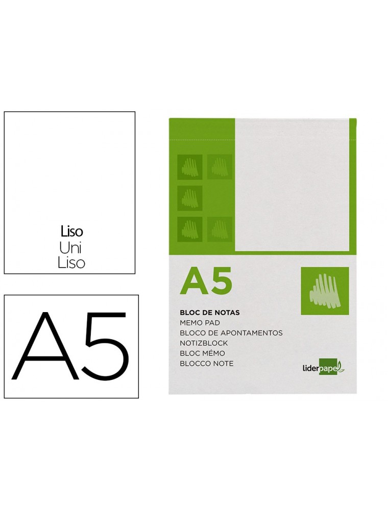 Bloc notas liderpapel liso a5 80 hojas 60gm2 perforado