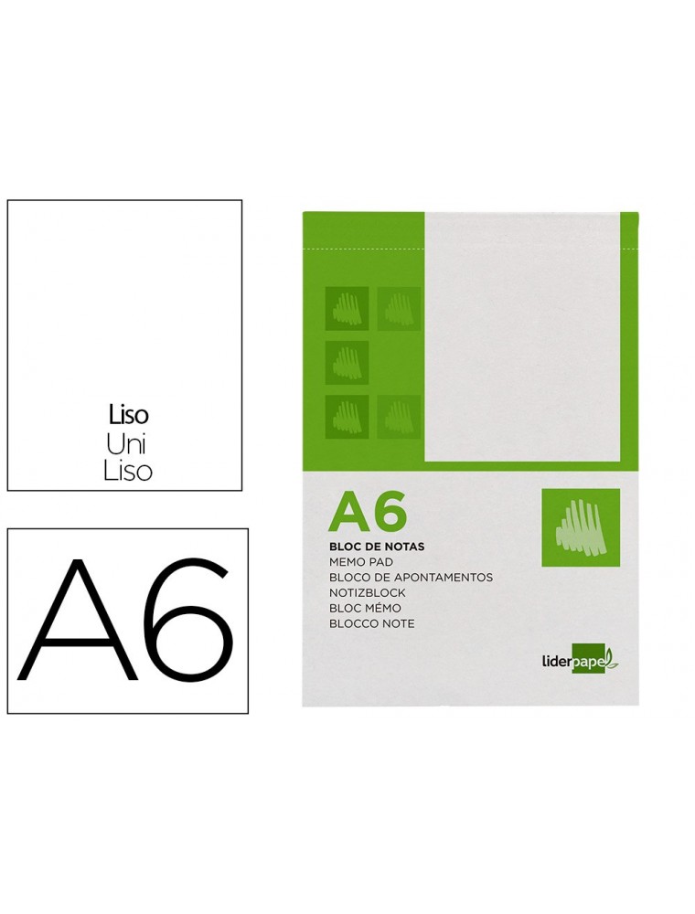 Bloc notas liderpapel liso a6 80 hojas 60gm2 perforado