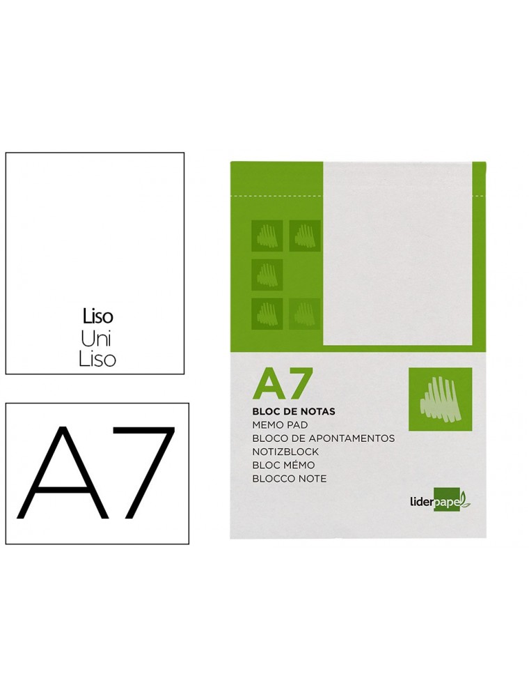 Bloc notas liderpapel liso a7 80 hojas 60gm2 perforado