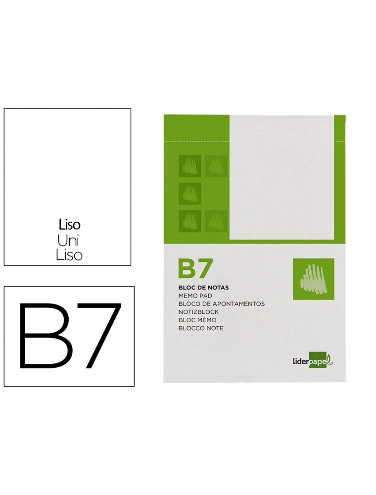 Bloc notas liderpapel liso b7 80 hojas 60gm2 perforado