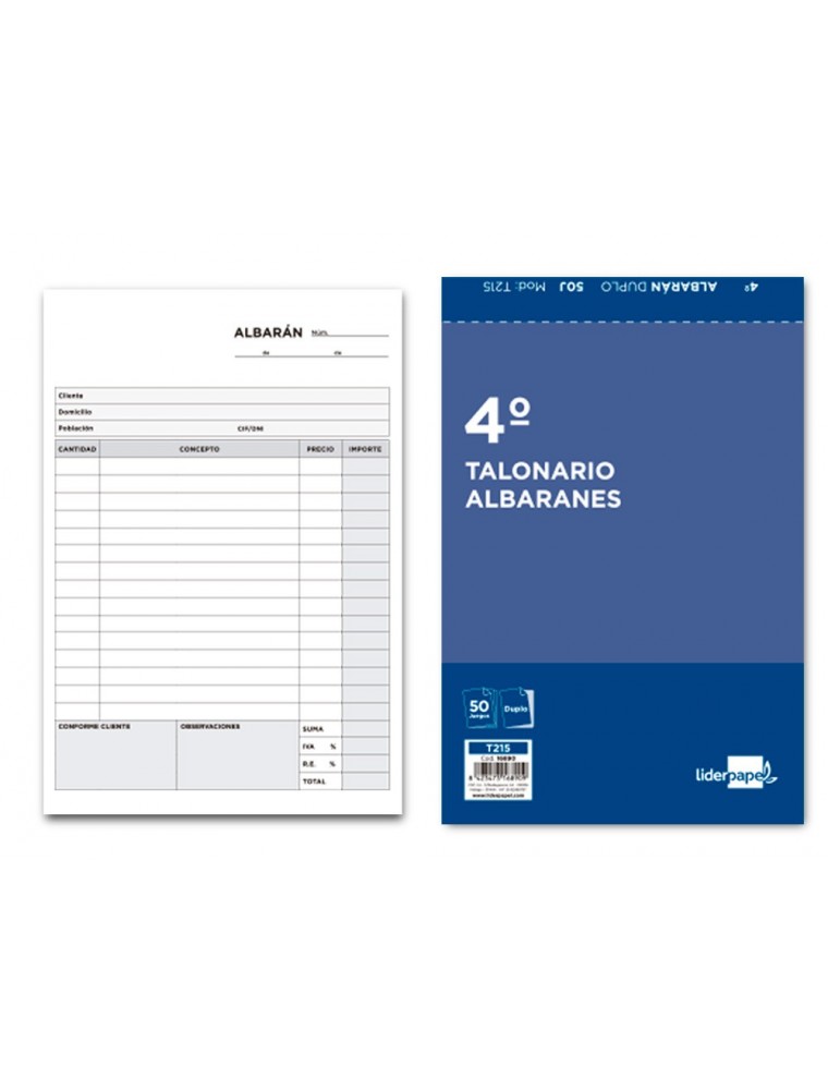 Talonario liderpapel albaran cuarto original y copia t215