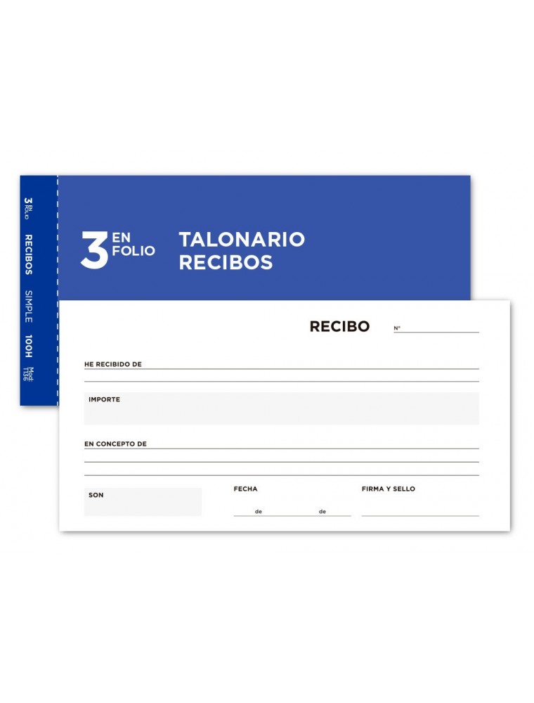 Talonario liderpapel recibos 3fº original t136 sin matriz